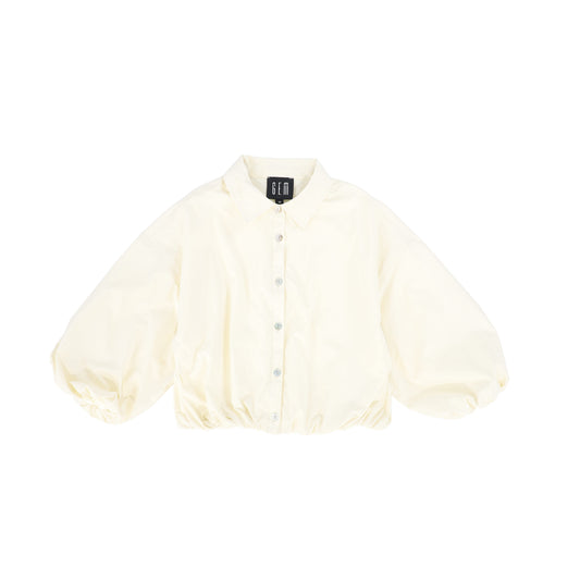 GEM CREAM BUBBLE SLEEVE BLOUSE