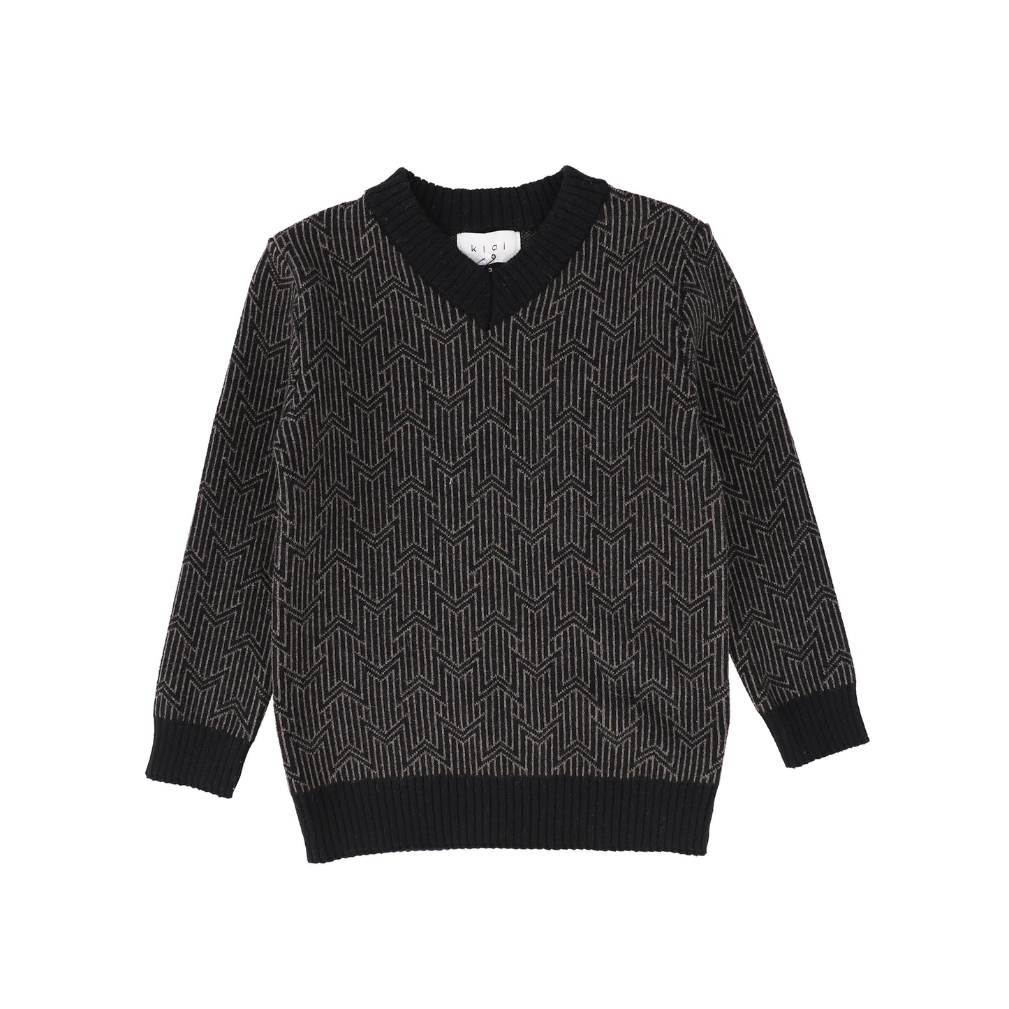 KLAI BLACK GEOMETRIC SWEATER [Final Sale]