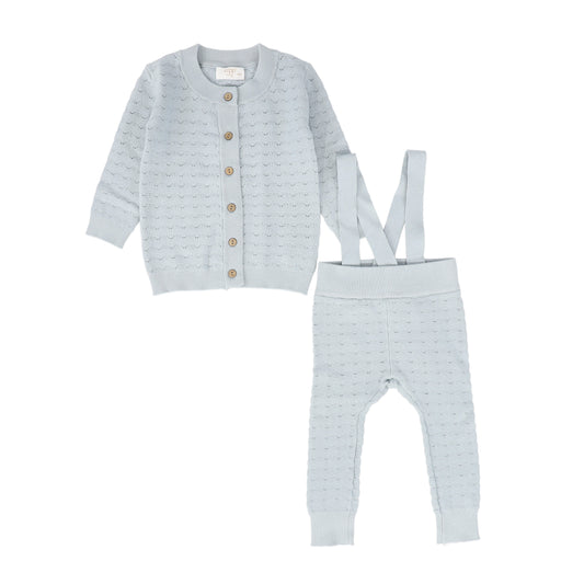 KIPP SAGE POINTELLE KNIT SUSPENDER PANT SET