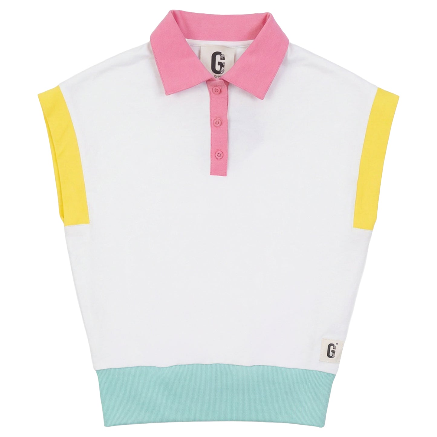 GEM WHITE COLOR BLOCK POLO VEST