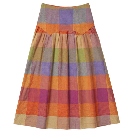 GEM MULTI COLOR PLAID DROP WAIST MIDI SKIRT