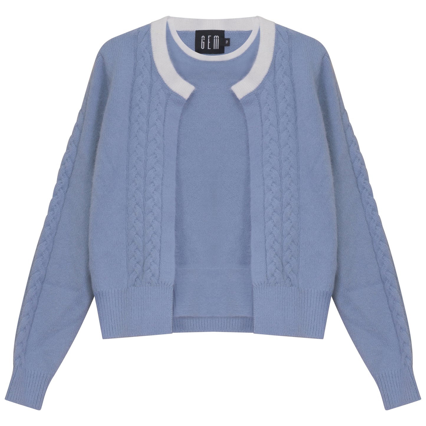 GEM BLUE CABLE KNIT SWEATER SET