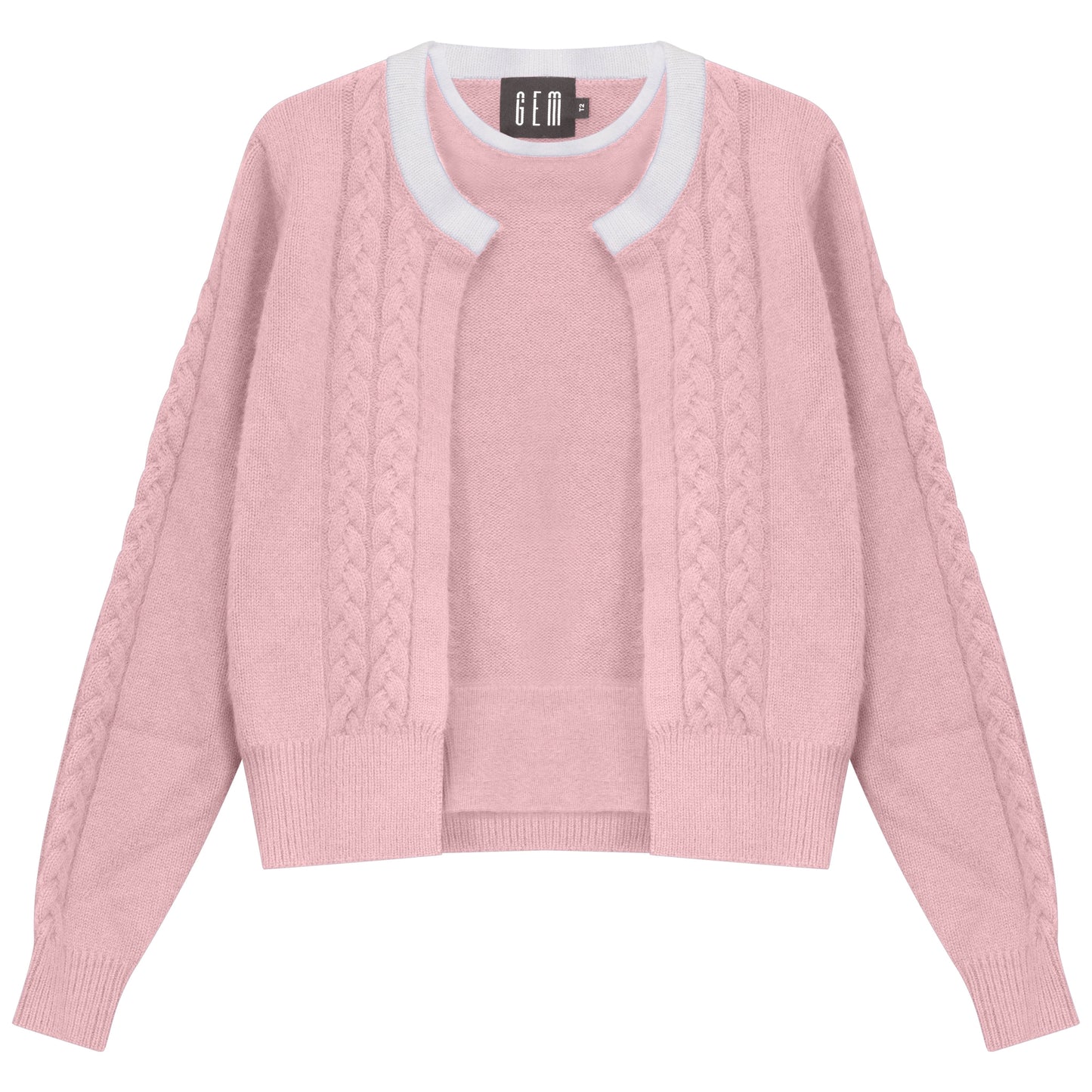 GEM PINK CABLE KNIT SWEATER SET