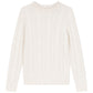 GEM CREAM PEARL TRIM CABLE KNIT SWEATER