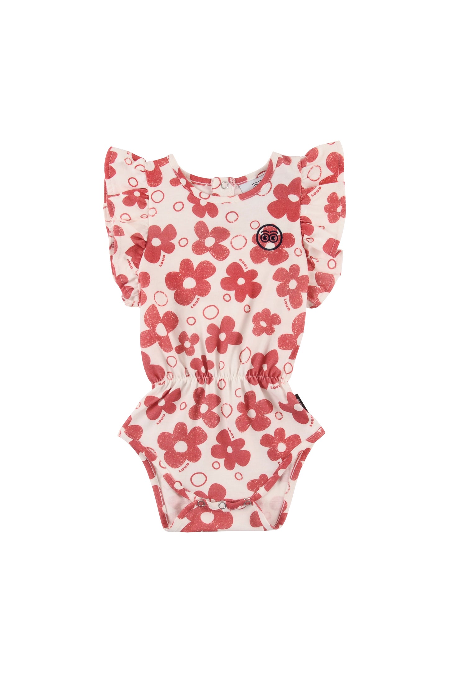 LOUD RED FLOWER PRINT ROMPER
