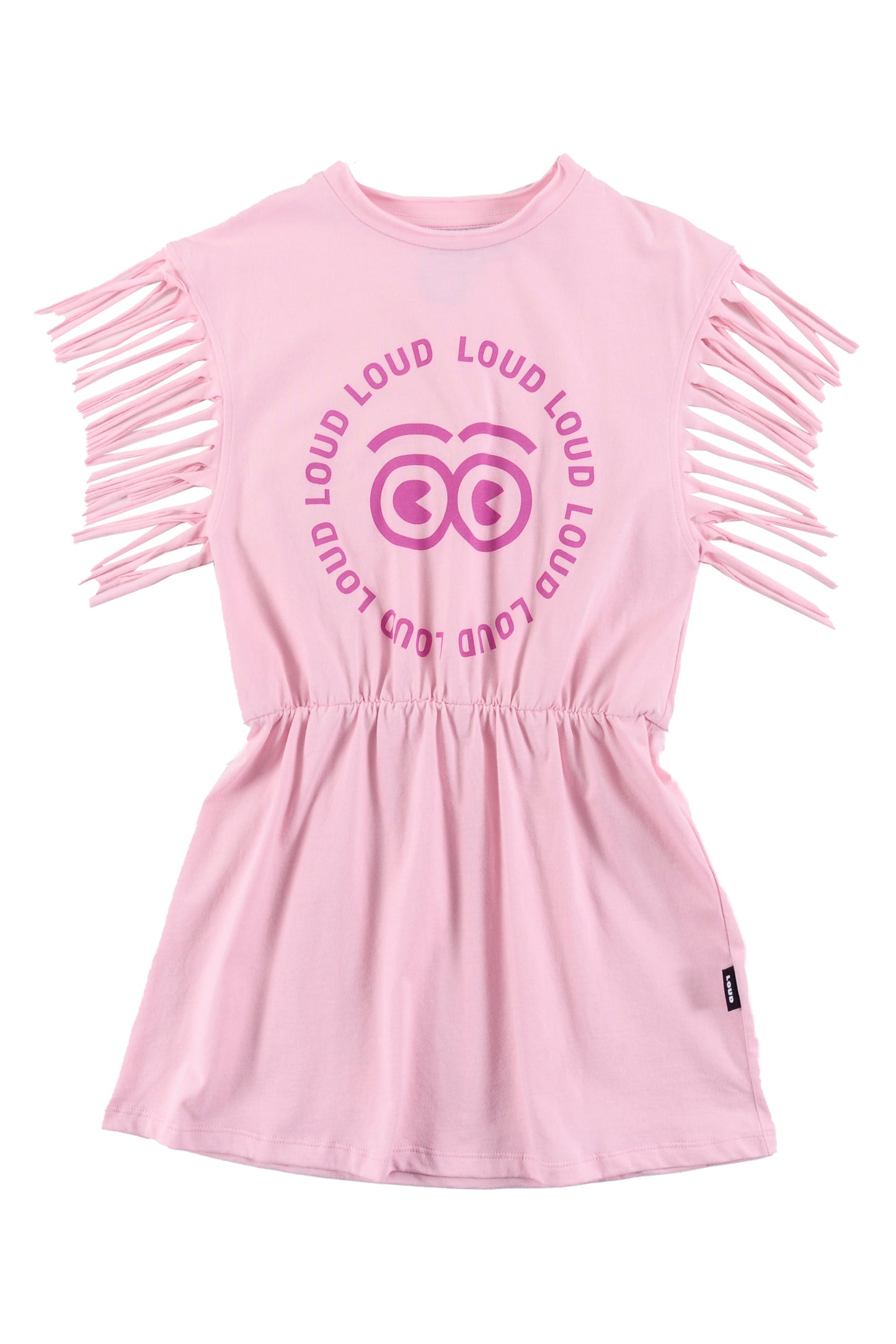 LOUD PINK LOGO FRINGE DRESS