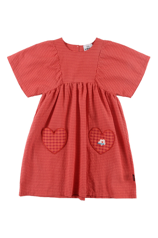 LOUD RED CHECKED POCKET DRESS