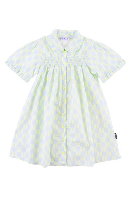 LOUD PASTEL CHECKED BUTTON DRESS