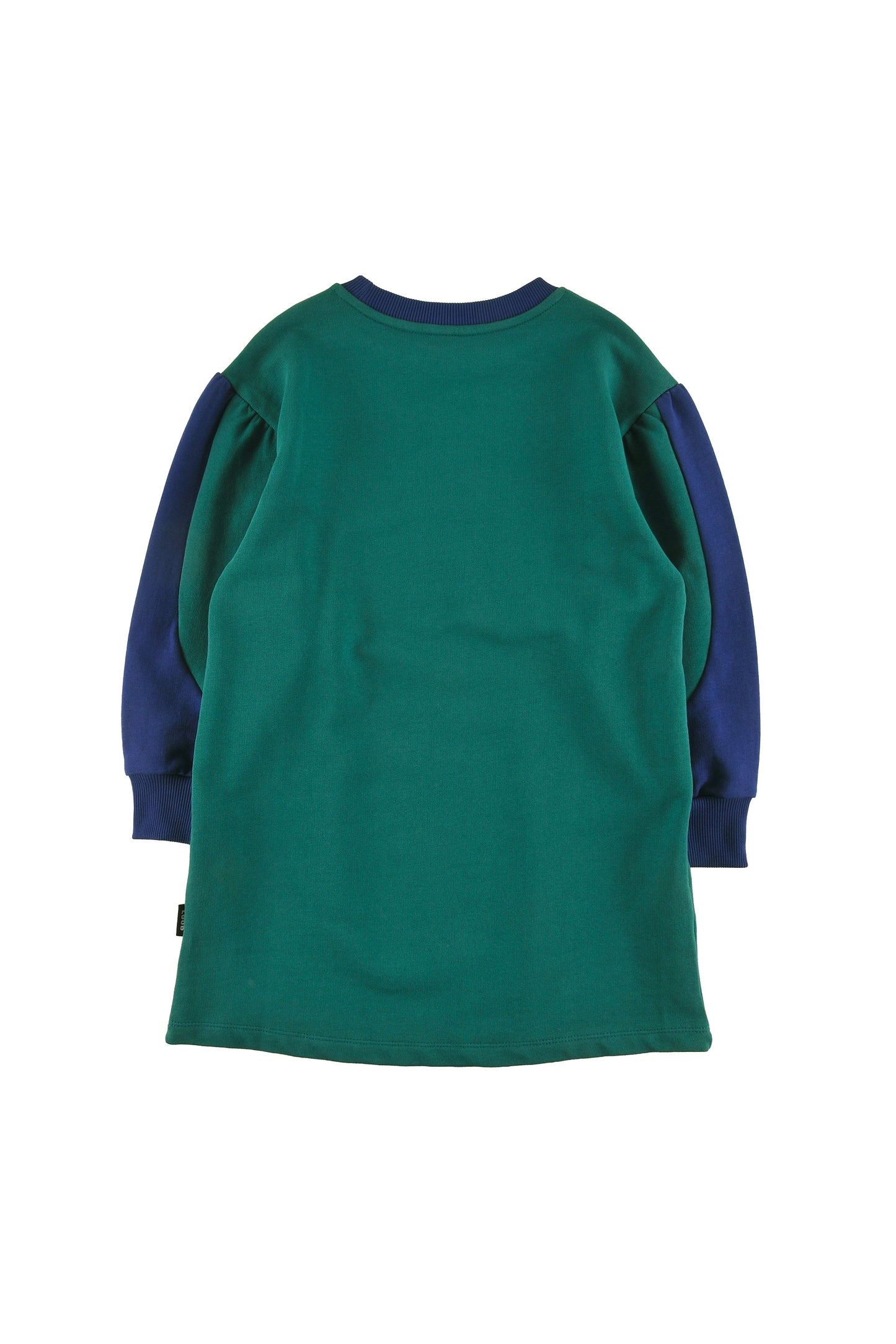 LOUD HUNTER GREEN COLORBLOCK PUFF SLEEVE LOGO DRESS