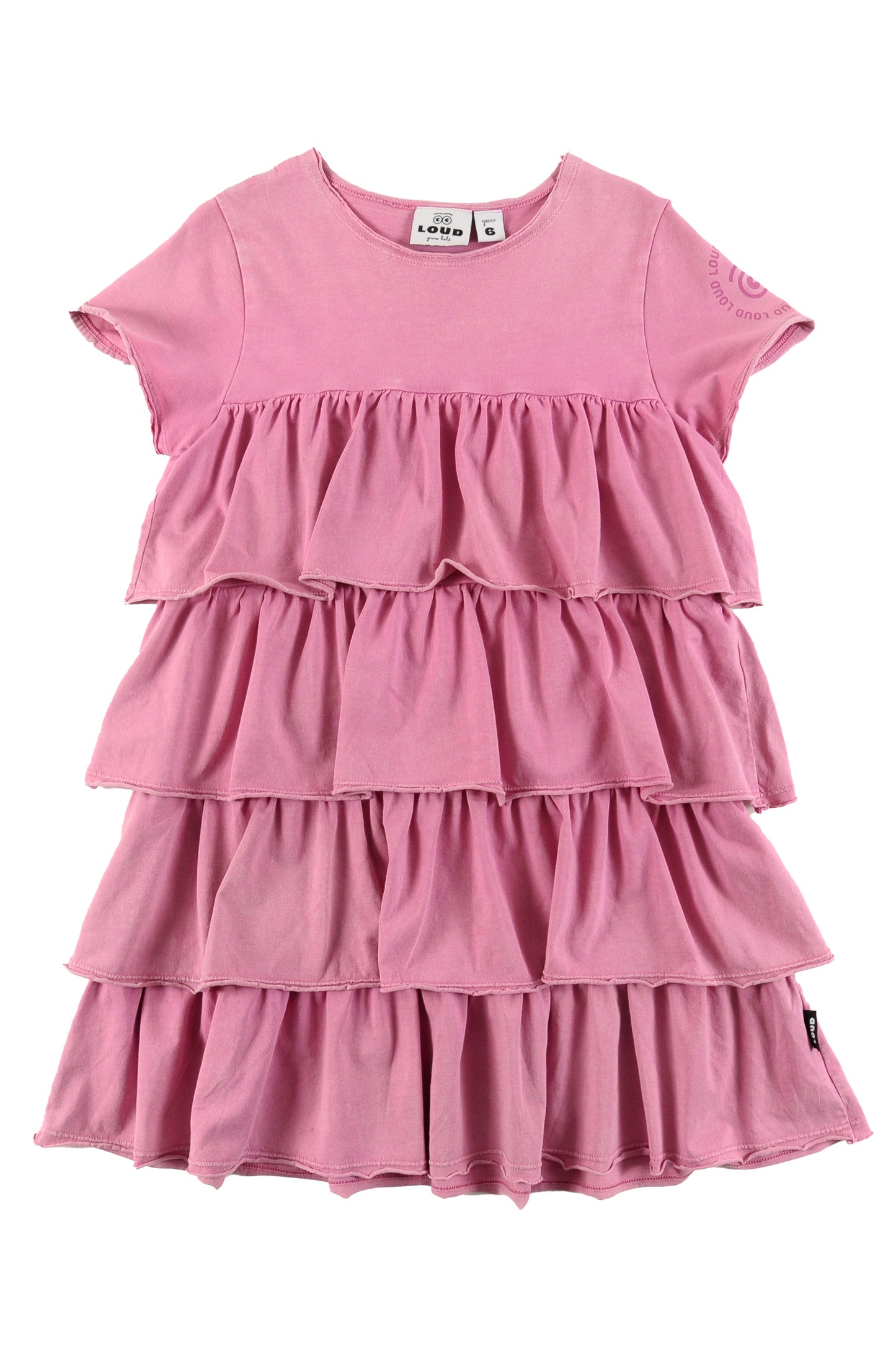 LOUD PINK RUFFLE LAYER DRESS