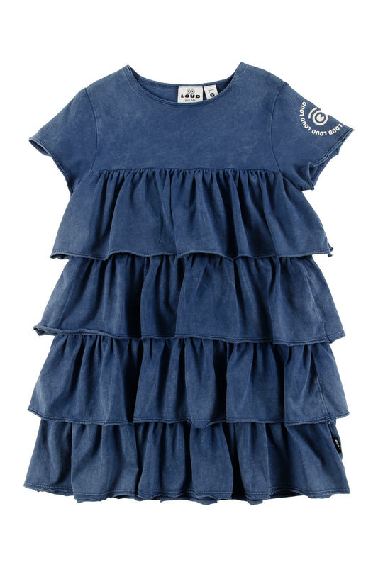 LOUD LIGHT NAVY RUFFLE LAYER DRESS