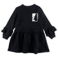 LOUD BLACK/WHITE LOGO RUFFLE TRIM DRESS