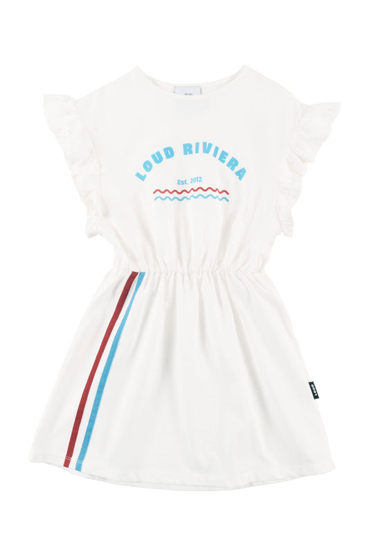 LOUD ECRU DOUBLE STRIPE WAISTED DRESS