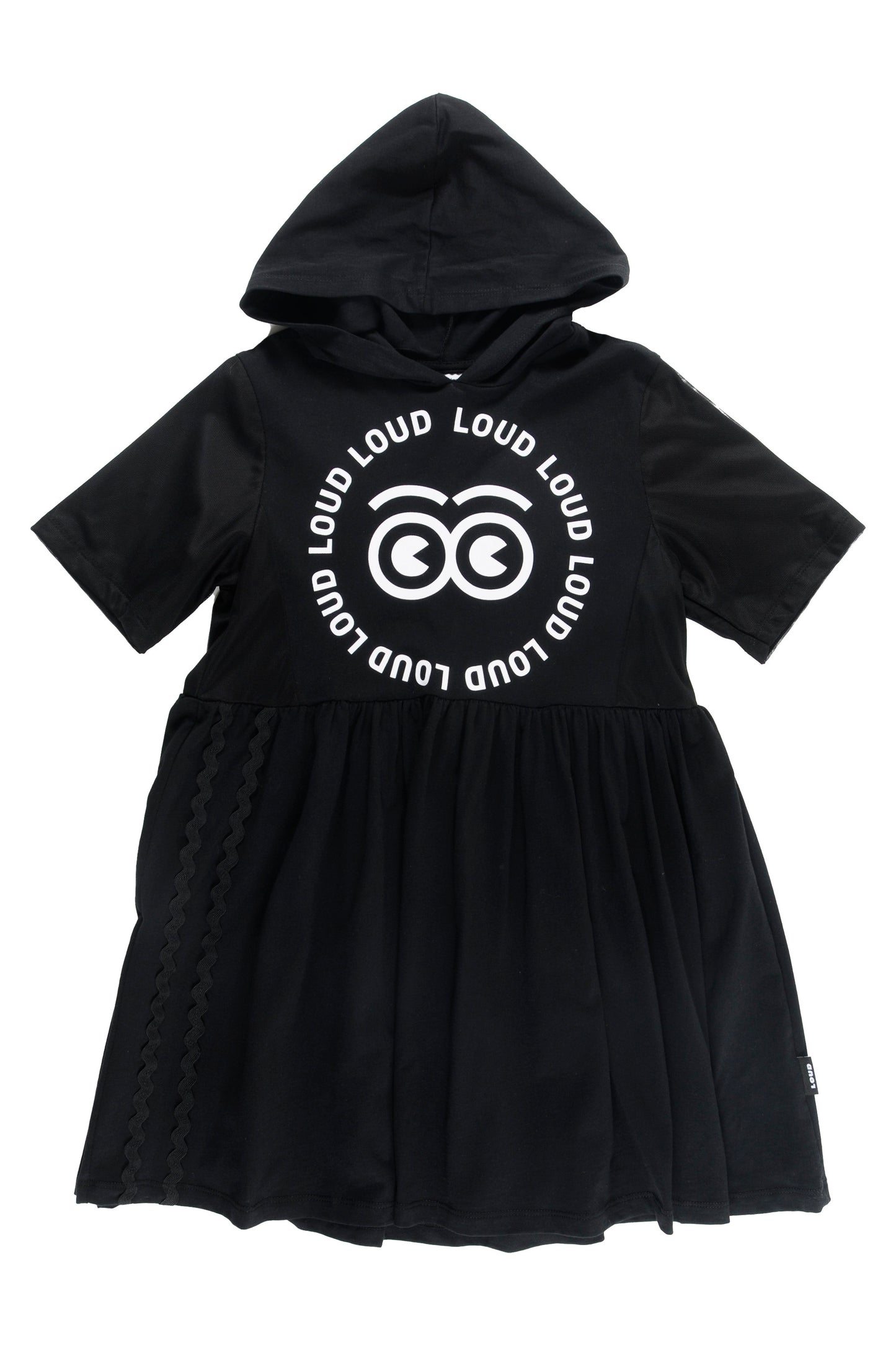 LOUD BLACK/WHITE LOGO HOODED DRESS