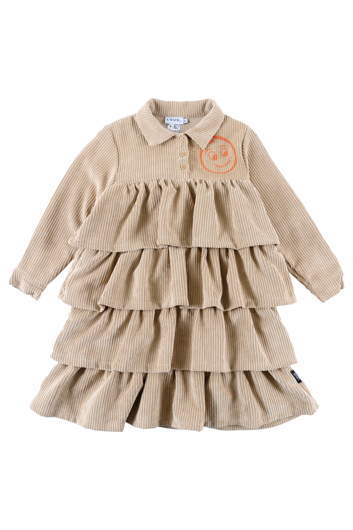 LOUD TAN CORDUROY LAYERED COLLAR DRESS