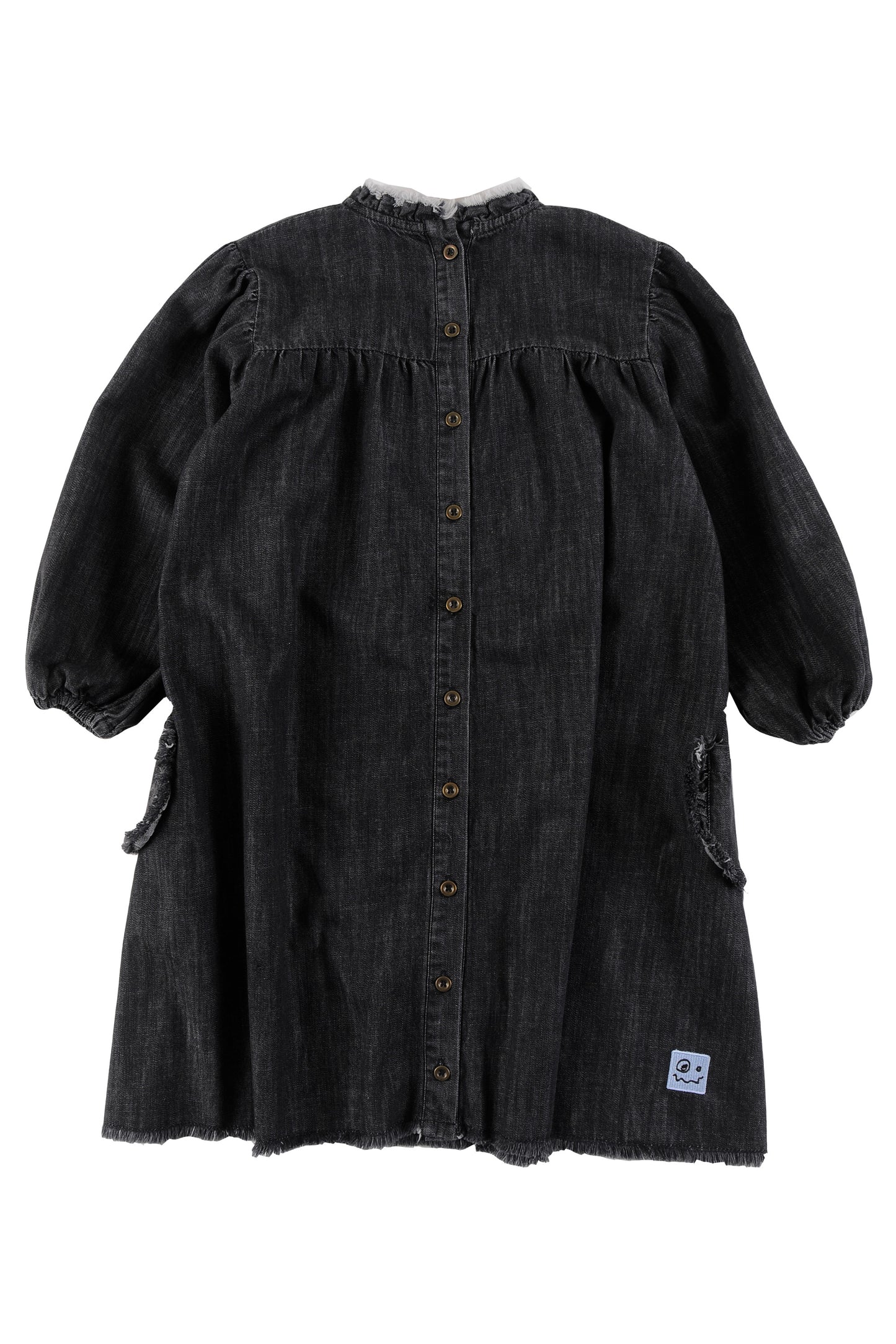LOUD BLACK WASH PUFF SLEEVE POCKET DRESS [Final Sale]