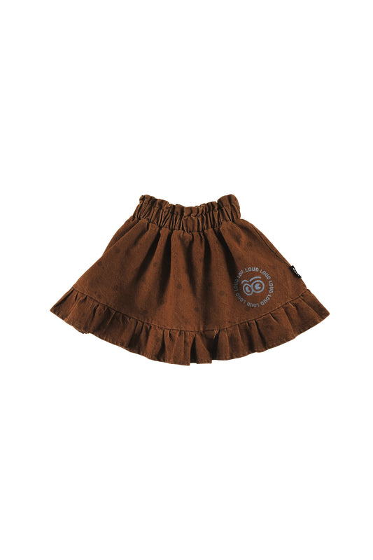 LOUD CHOCOLATE BROWN POLKA DOT RUFFLE SKIRT