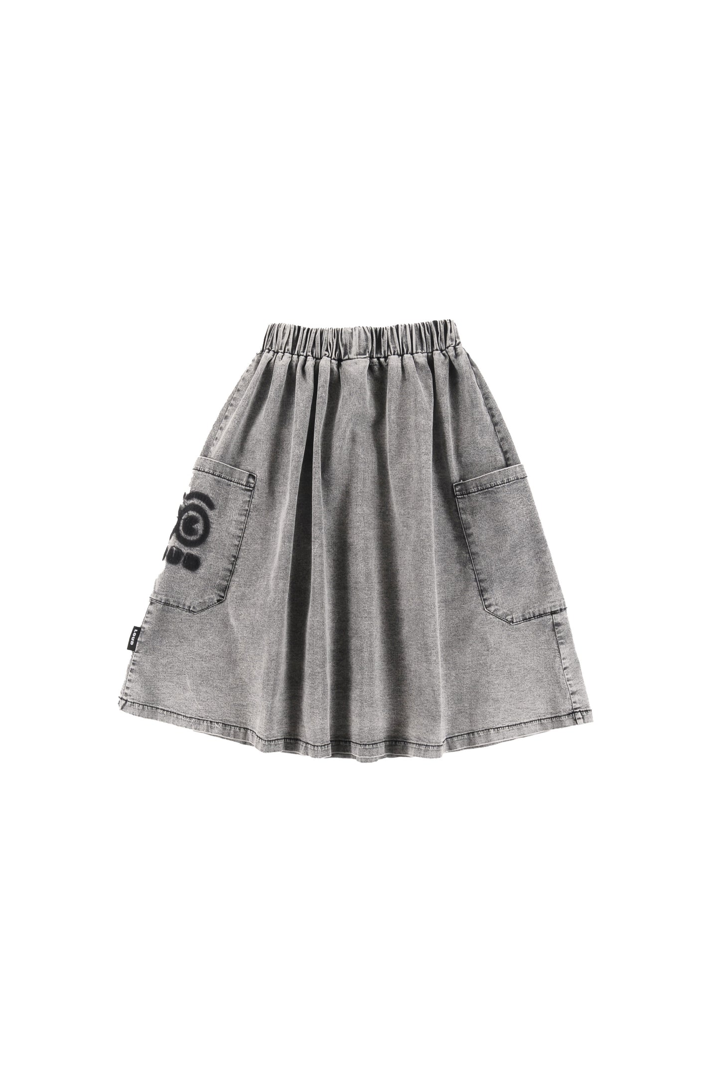 LOUD GREY WASH LOGO MIDI SKIRT