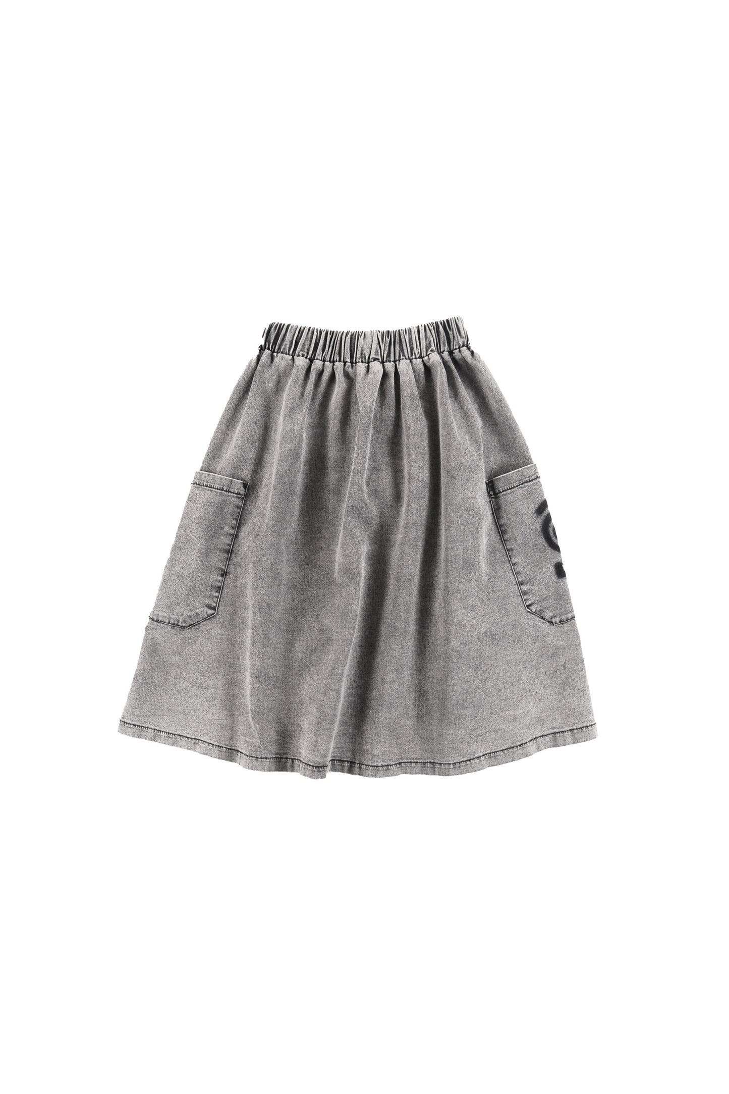 LOUD GREY WASH LOGO MIDI SKIRT