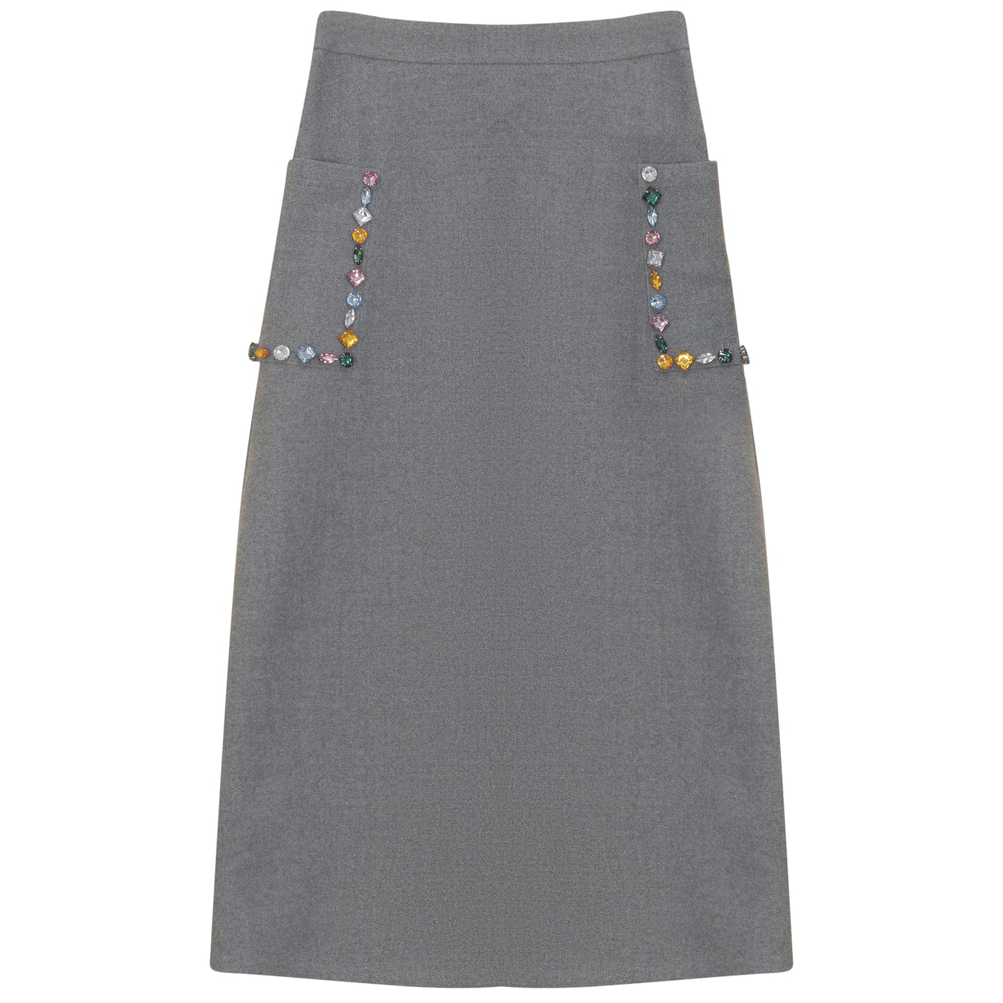 GEM GREY RHINESTONE TRIM POCKET SKIRT