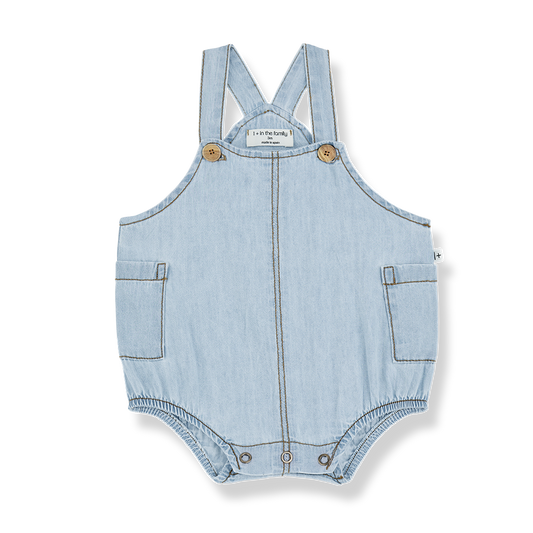 1 + IN THE FAMILY BLUE DENIM STITCHED ROMPER