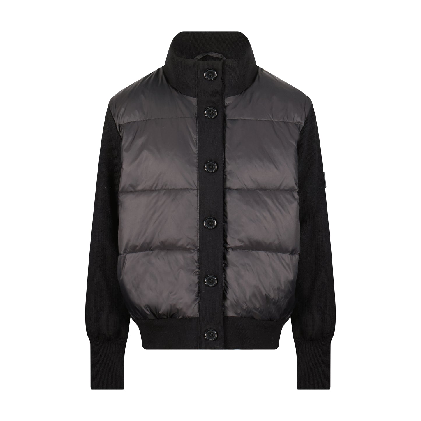 SCOTCH BONNET BLACK KNIT/PUFFER BUTTON COAT
