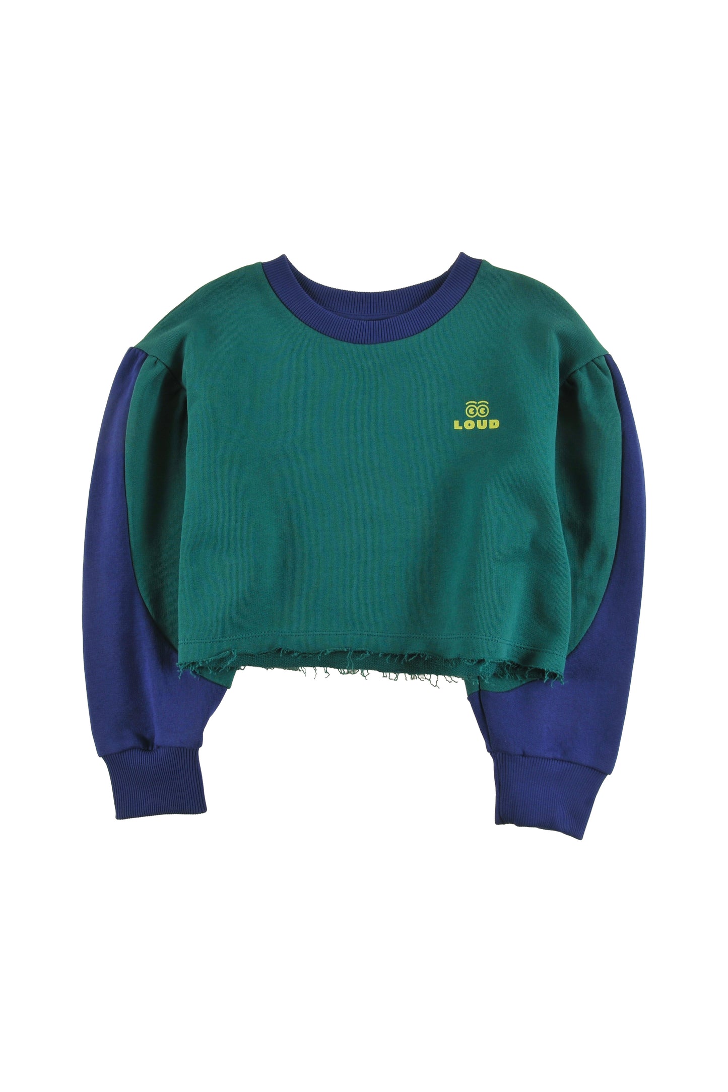 LOUD HUNTER GREEN COLORBLOCK CROPPED LOGO SWEATSHIRT