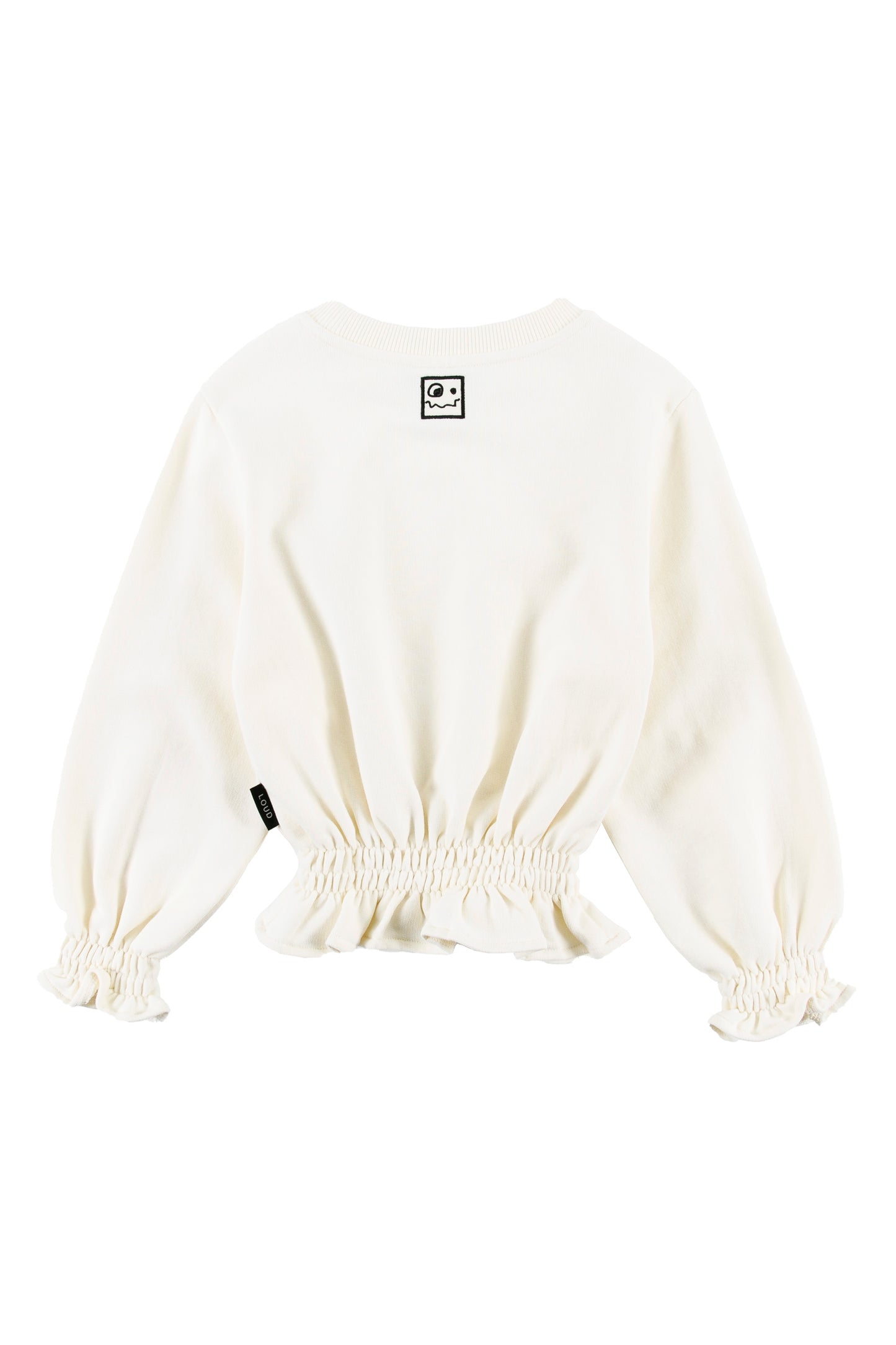 LOUD CREAM/BLACK LOGO GATHERED TOP