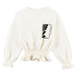 LOUD CREAM/BLACK LOGO GATHERED TOP