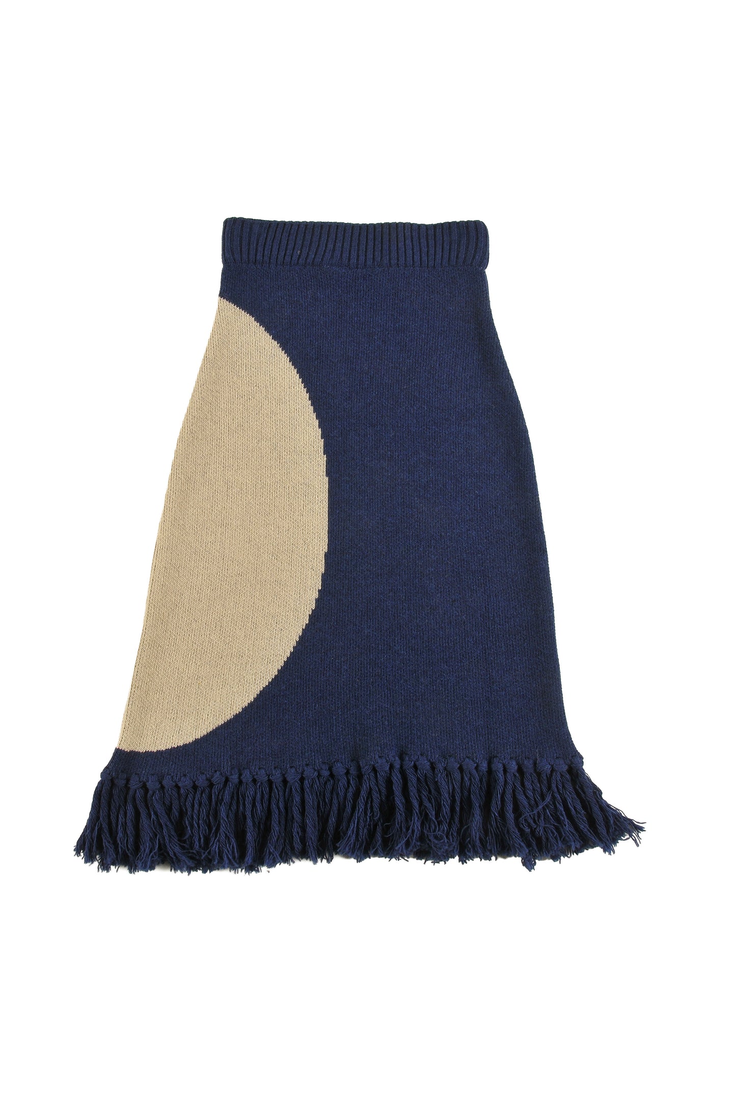 LOUD NAVY/CREAM ABSTRACT FRINGE SKIRT