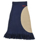 LOUD NAVY/CREAM ABSTRACT FRINGE SKIRT