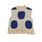 LOUD CREAM/NAVY POLKA DOT FRINGE SWEATER