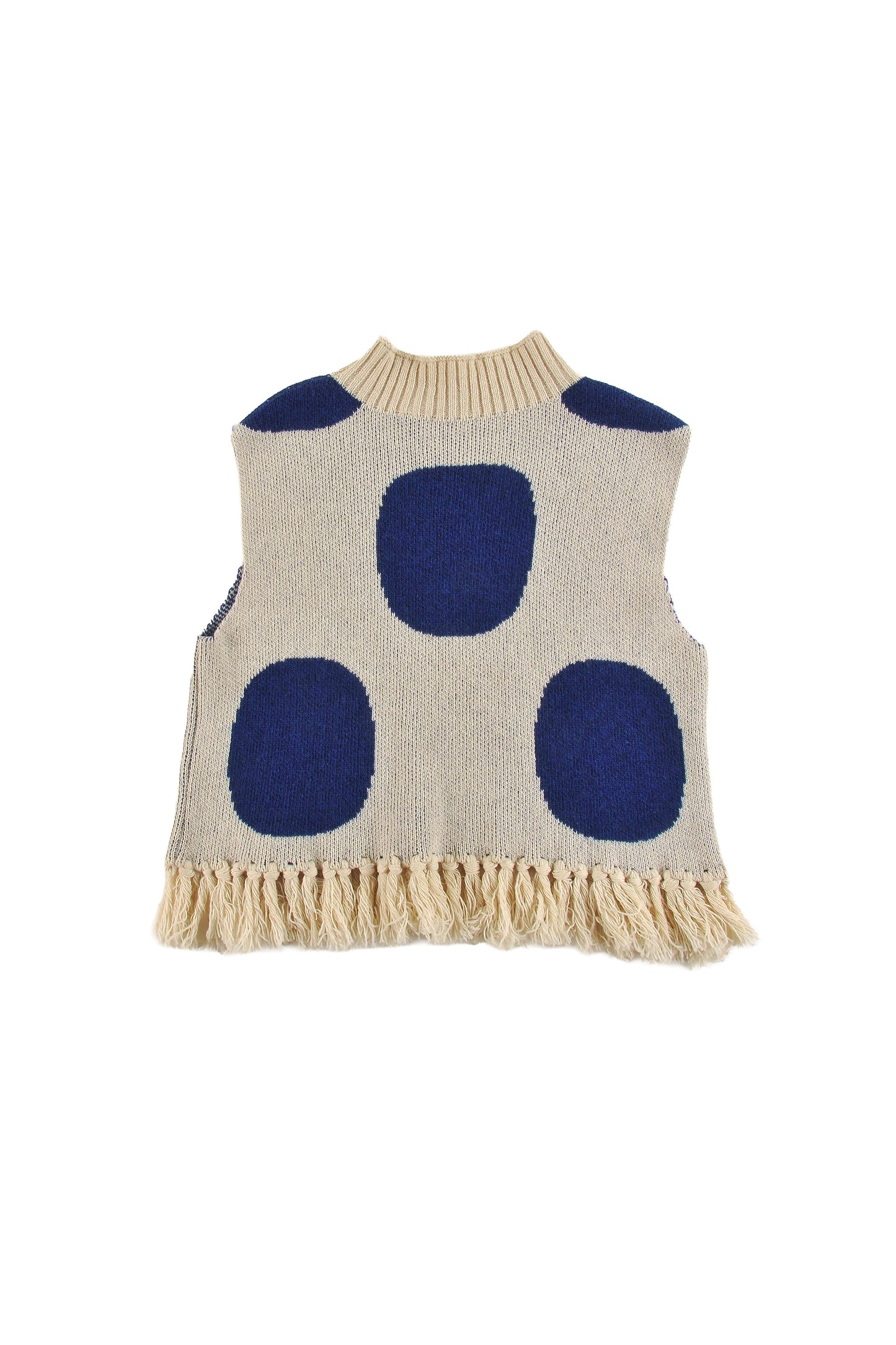 LOUD CREAM/NAVY POLKA DOT FRINGE SWEATER