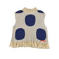 LOUD CREAM/NAVY POLKA DOT FRINGE SWEATER