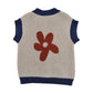 LOUD CREAM/NAVY TRIM FLOWER PRINT SWEATER VEST