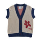 LOUD CREAM/NAVY TRIM FLOWER PRINT SWEATER VEST