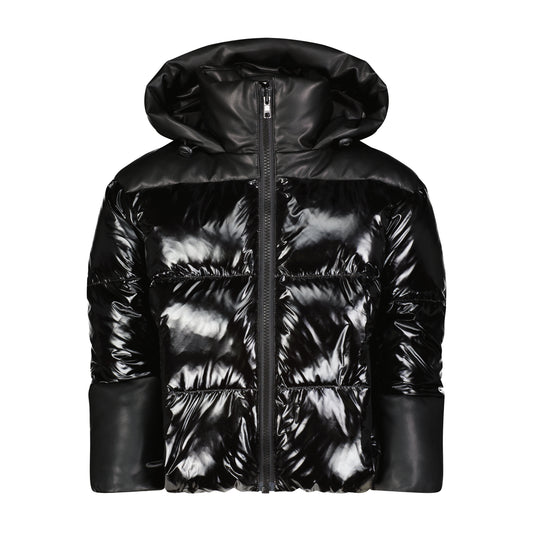 SCOTCH BONNET BLACK LEATHER PUFFER COAT