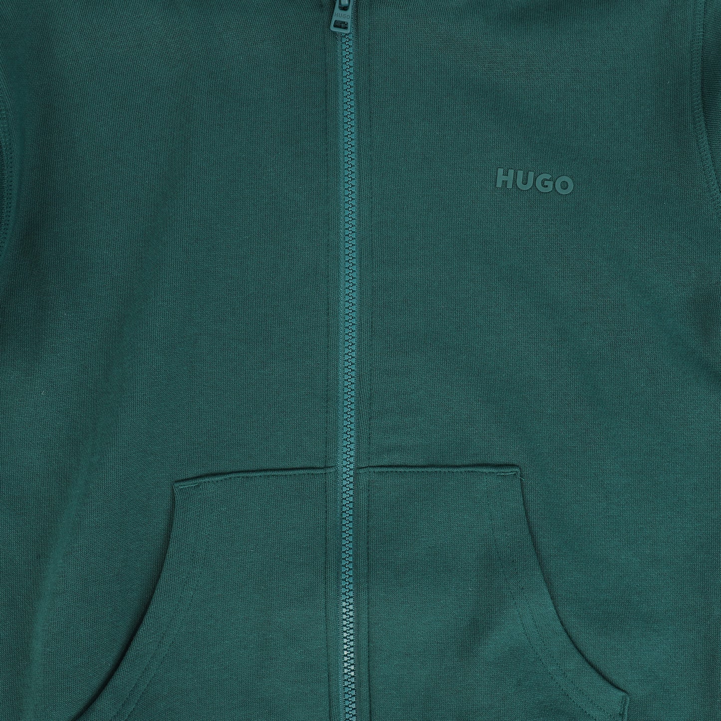 HUGO HUNTER GREEN ZIP UP HOODED SWEATSHIRT [FINAL SALE]