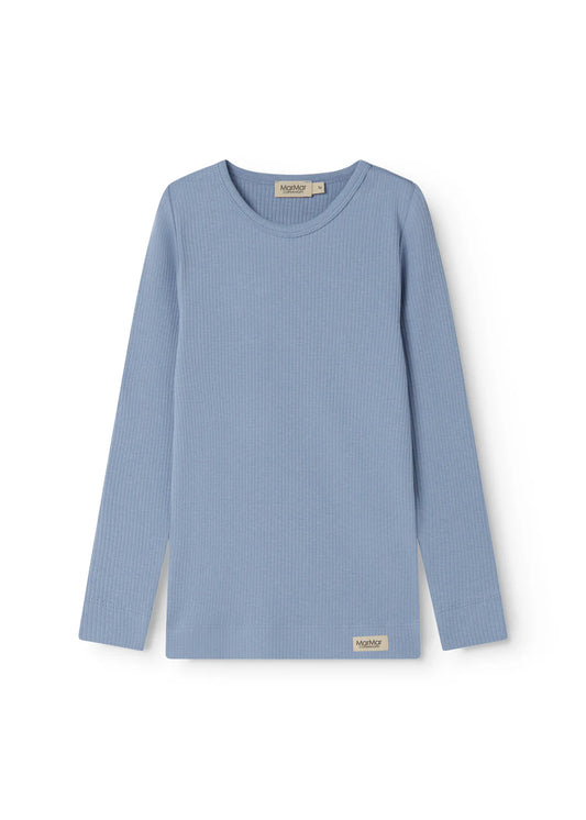 MARMAR COPENHAGEN DUSTY BLUE RIBBED T-SHIRT