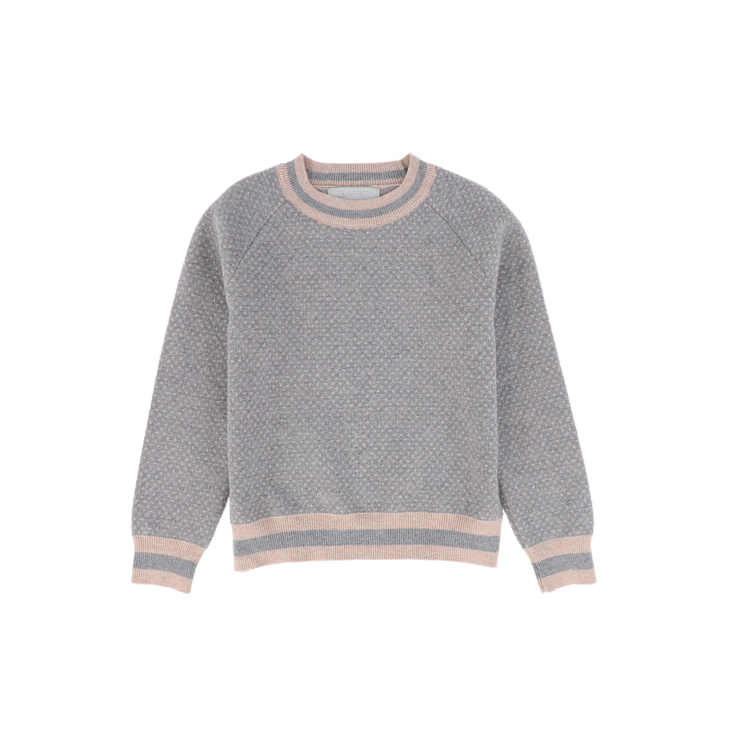 BACE COLLECTION LIGHT GREY PRINT KNIT SWEATER