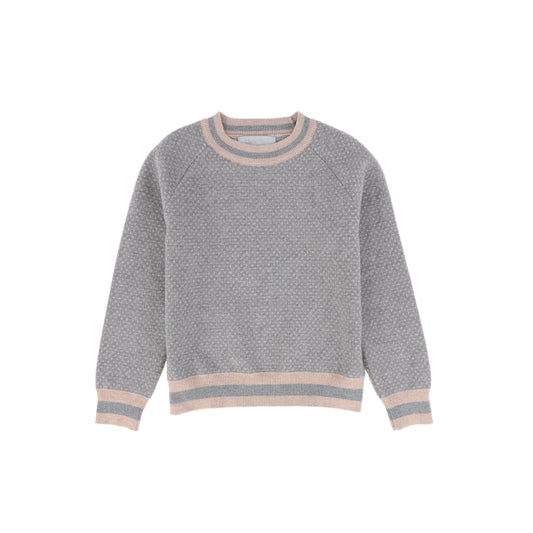 BACE COLLECTION LIGHT GREY PRINT KNIT SWEATER