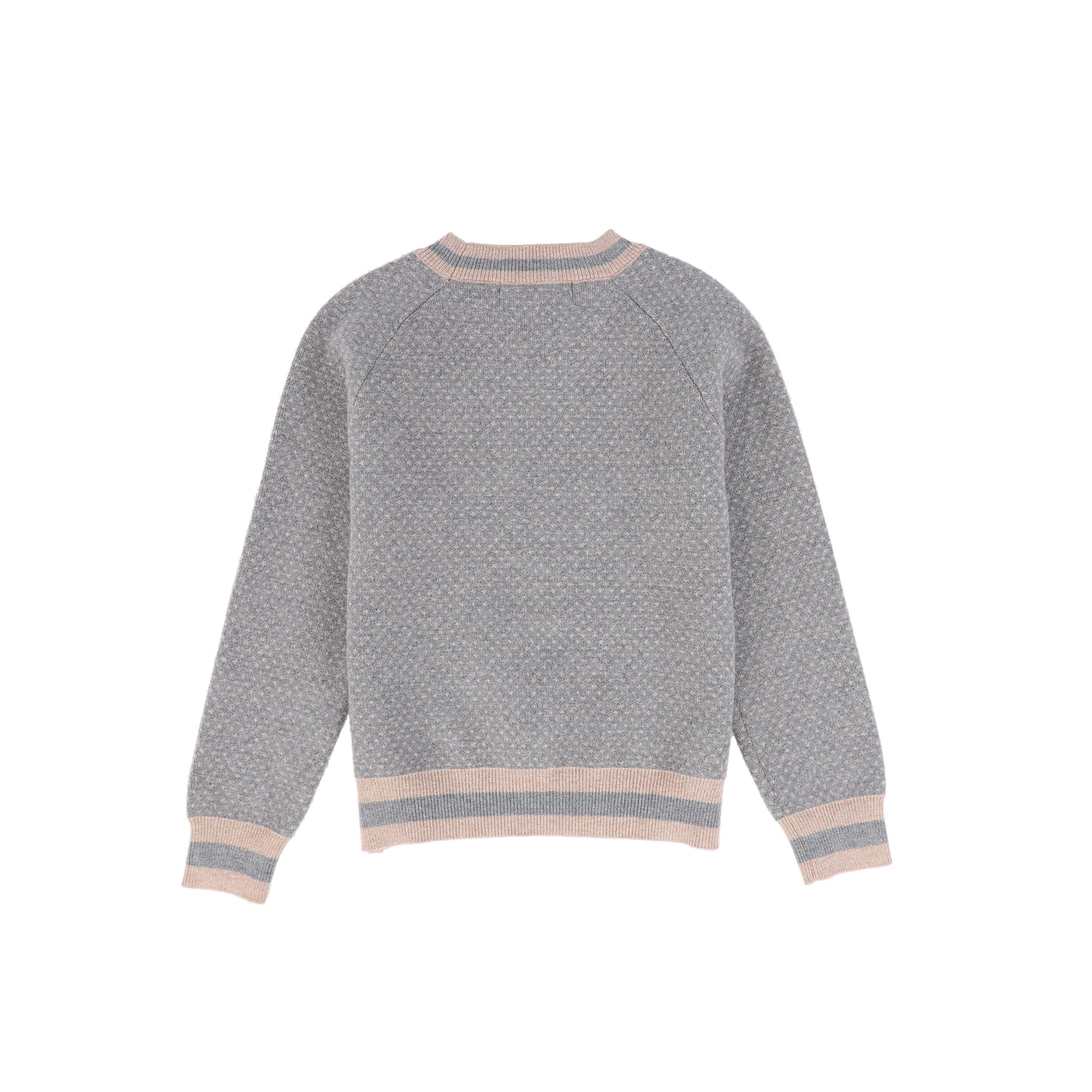 BACE COLLECTION LIGHT GREY PRINT KNIT SWEATER