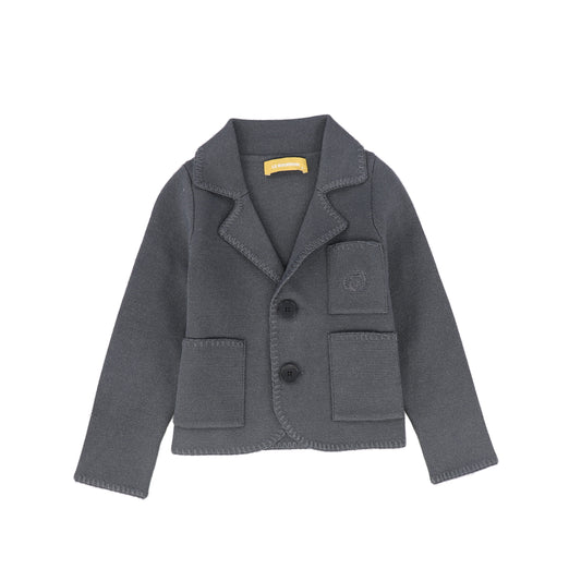LE BOURDON GREY PIPED KNIT BLAZER