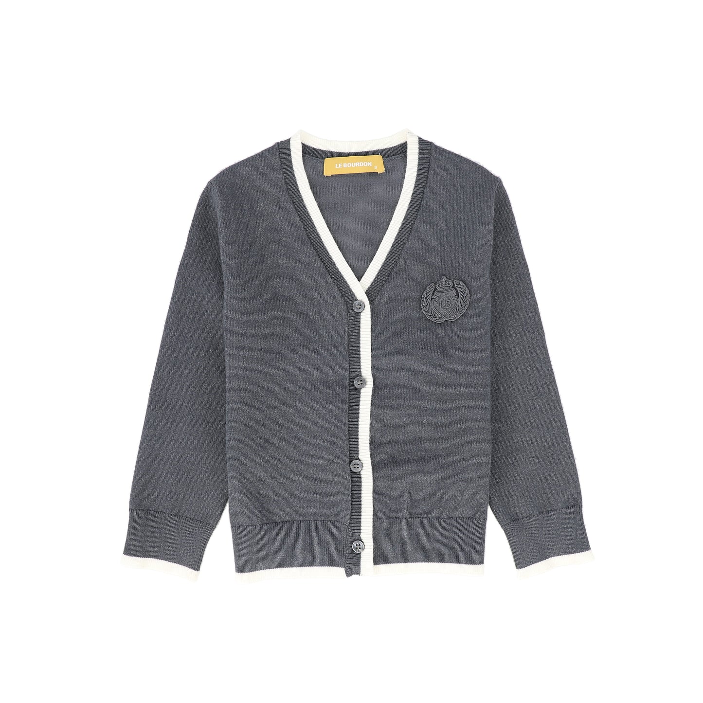 LE BOURDON GREY TRIM BORDER CARDIGAN