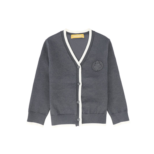 LE BOURDON GREY TRIM BORDER CARDIGAN