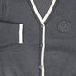 LE BOURDON GREY TRIM BORDER CARDIGAN