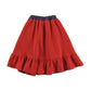 LOUD RED/BLUE TRIM EMBROIDERED RUFFLE SKIRT