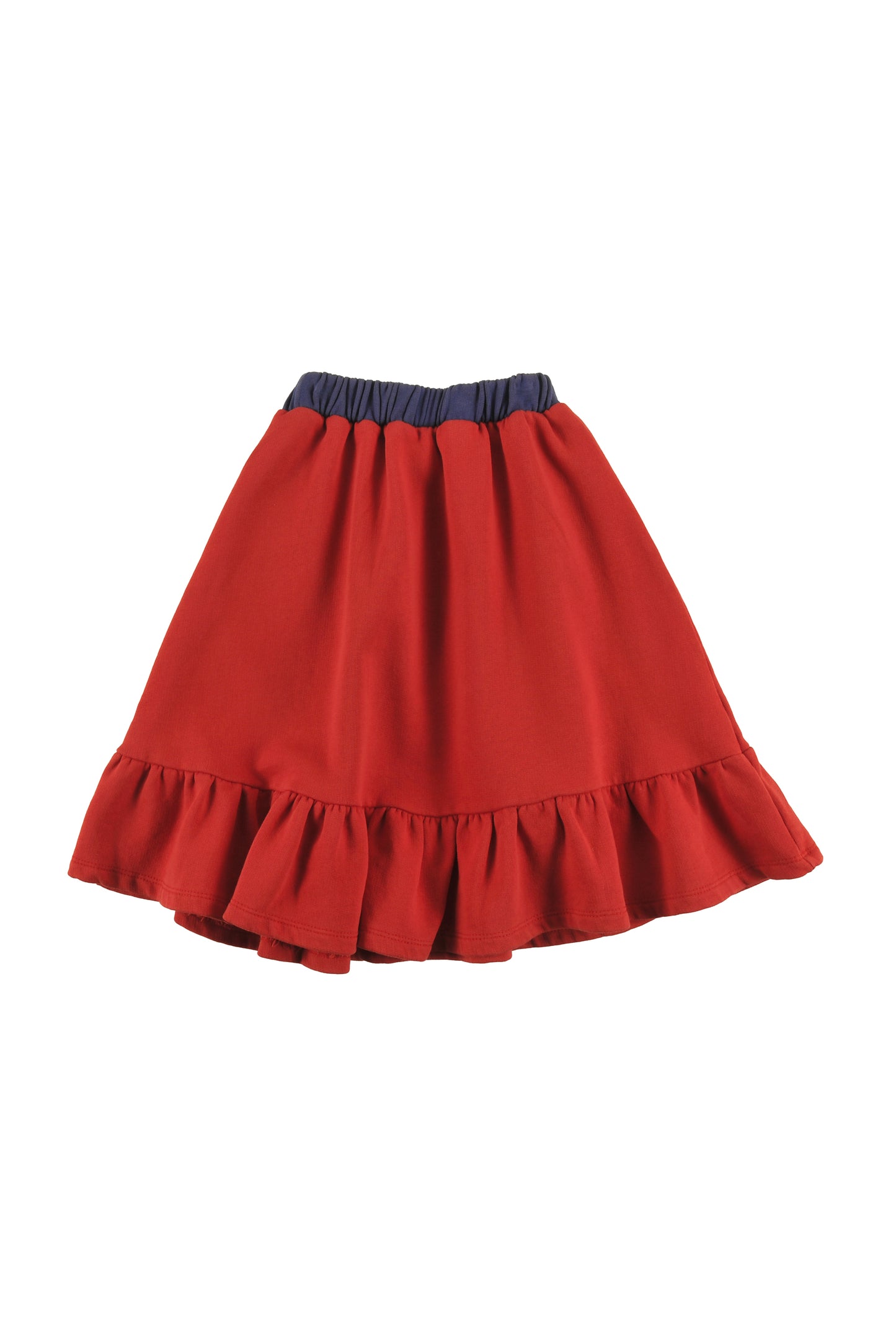 LOUD RED/BLUE TRIM EMBROIDERED RUFFLE SKIRT