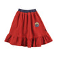 LOUD RED/BLUE TRIM EMBROIDERED RUFFLE SKIRT