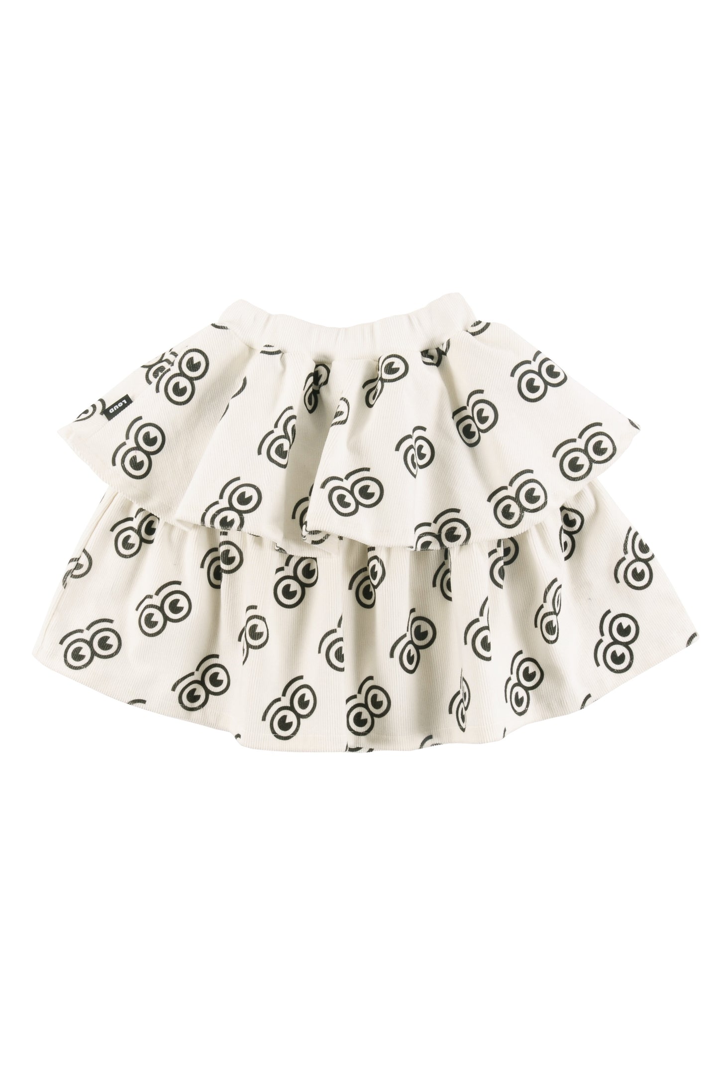 LOUD ECRU/BLACK LOGO PRINT PANELLED SKIRT